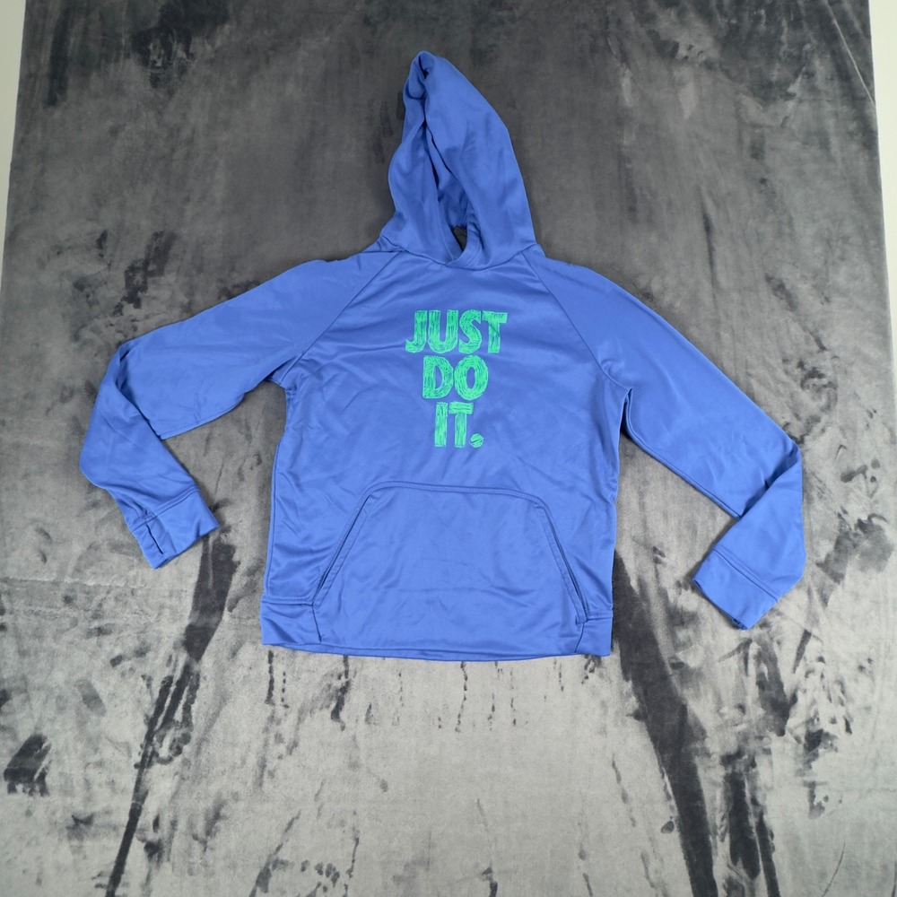 Nike Hoodie Boys XL Blue Just Do It Dri-FIT Graphic Pullover Sweatshirt